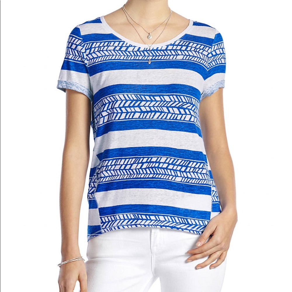 Lucky Brand Blue and White Shirt Top Size M